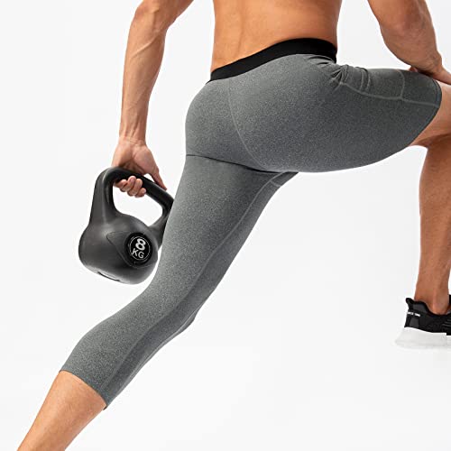 Blaward Men's One Leg Tights 3/4 Compression Pants Athletic Base Layer Underwear Active Legging For Basketball Running #TOP3
