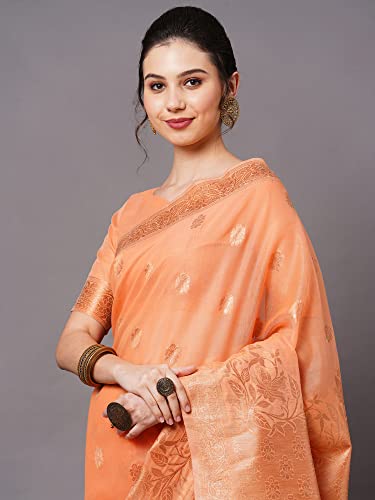 Image of AKHILAM Women's Cotton silk Woven Design Saree With Unstitched Blouse Piece(COTFLW09 Parent)