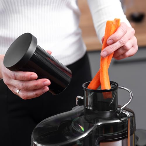 LEHMANN Centrifugeuse Extracteur de Jus, Préparation Rapide, Goulotte large de 65mm, Récipient à Pulpe 1,5L et Récipient à Jus 450ml, 2 Vitesses, Machine à Jus pour Légumes et Fruits – Image 4