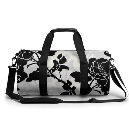 Sac de voyage Fleur Noire imperméable rigide 45cm sport