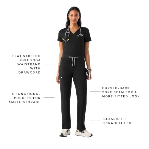 Image of FIGS Livingston Basic Scrub Pants for Women - Yoga Waistband, 2 Pockets, Classic Straight Leg Fit