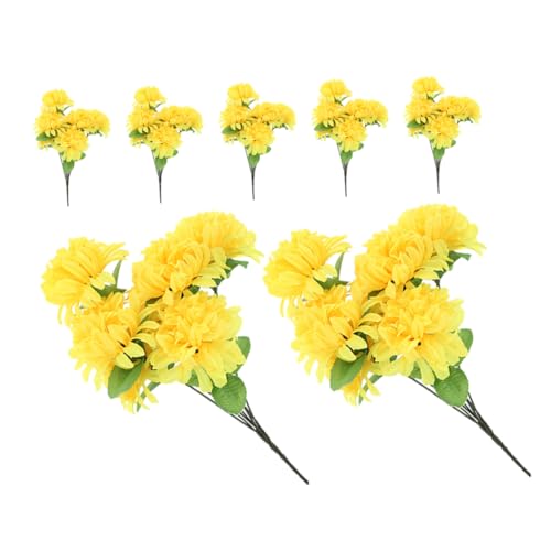 RORPOIR 7pezzi Crisantemi Artificiali Gialli Per Cimitero Decorazioni Per Loculi e Sacrifici Fiori Plastici Realistici Composizioni Floreali Senza Manutenzione
