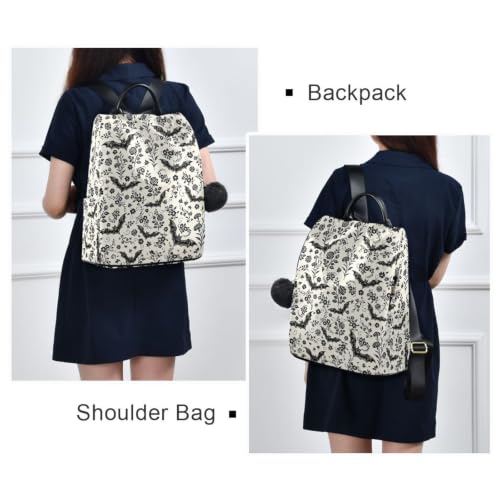 Image of ALAZA Retro Bat Flowers Pattern Backpack Purse for Women Anti Theft Fashion Back Pack Shoulder Bag