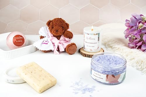 Get Well Soon Pamper Gifts for Women, Self Care Package for Her, Unique Thinking of You Wellbeing Present, 5 pc Get Better Soon Pamper Hamper with Teddy for Women, Best Friend, Sister - Image 3