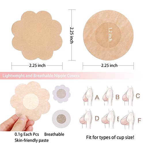 Brozigo 80Pcs Nipple Cover 80Pcs Pasties Nipple Covers For Woman 40 Pairs Self-Adhesive Breast Petals For Summer Dress Beige #TOP2