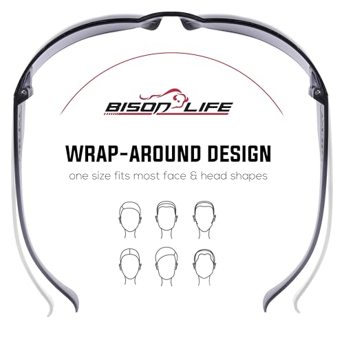 Image of BISON LIFE Assorted Safety Glasses for Men & Women, ANSI Z87.1, 12 Pack | Scratch & Impact Resistant Wraparound Safety Goggles, UV Protection Eyewear for Work, Construction, Lab, Industrial