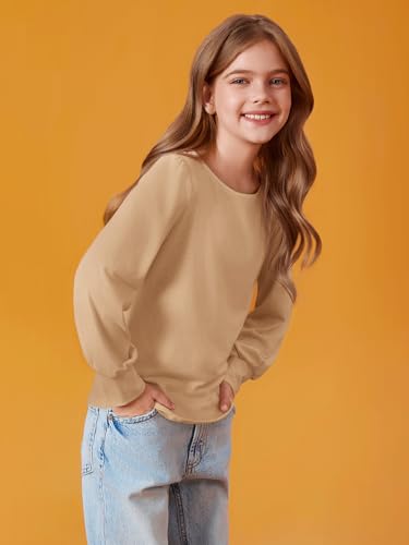 Image of Haloumoning Girls Puff Long Sleeve Shirts Fall Tops 5-14Y