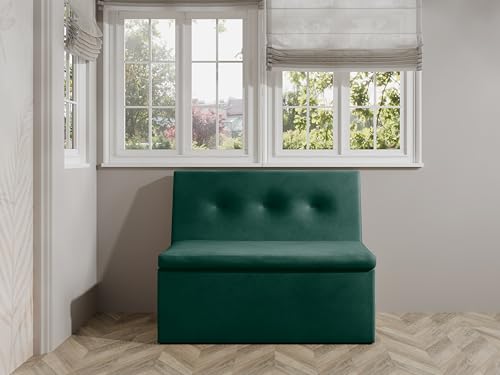 JKG Meble Essbank fur Kuche - Sitzbank Esszimmer mit Aufbewahrungsbehälter - Modern Essbank Küche - Stoff Velours - gepolsterte Rückenlehne - Grün - Monolith 37-100cm JKG Meble Essbank fur Kuche - Sitzbank Esszimmer mit Aufbewahrungsbehälter - Modern Essbank Küche - Stoff Velours - gepolsterte Rückenlehne - Grün - Monolith 37-100cm