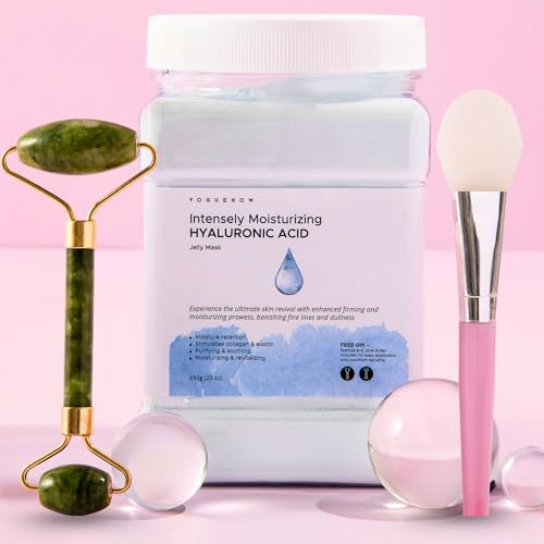 Gelei gezichtsmasker voor gezichtsbehandelingen - hyaluronzuur hydraterend, verhelderend en voedend gelei masker met gratis jade roller en spatel | Professionele hydrojelly maskers | Vajacial Jelly
