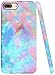 A-Focus Case for iPhone 7 Plus Case, iPhone 8 Plus Case Colorful, Frosted Slim Pink Blue Green Marble Pattern Series Anti-Finger Flexible TPU Case for iPhone 7 Plus 8 Plus 5.5 inch Matte Colorful