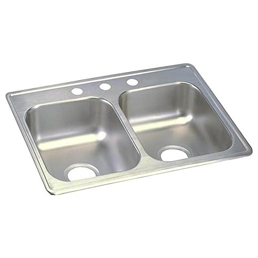 Elkay Dayton D225193 Equal Double Bowl Top Mount Stainless Steel Sink,25 x 19 x 6.5