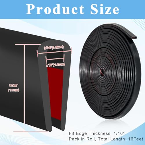 Image of HASTHIP 16.4ft Rubber Edge Trim Tape, EPDM Self-Adhesive Strip Flexible