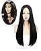 Mersi Black Wigs for Morticia Addams Costume Women 27' Long Straight Black Hair Wig Natural Cute Cheap Synthetic Wigs for Daily Party Cosplay with Wig Net S034BK