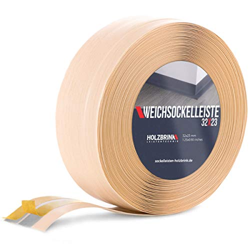 HOLZBRINK Rodapiés flexible autoadhesivo Pino Rodapiés flexible 32x23 mm, 10 m Zócalo Autoadhesivo