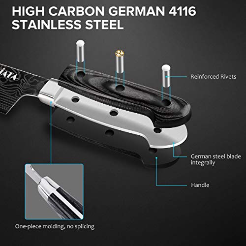 MOSFiATA 10" Chef Knife, Japanese Kitchen Knife, Pro Sharp Meat Vegetable Chopping Knife, Premier High Carbon German EN1. 4116 Stainless Steel, Full Tang Blade Cooking Knife with Finger Guard Gift Box