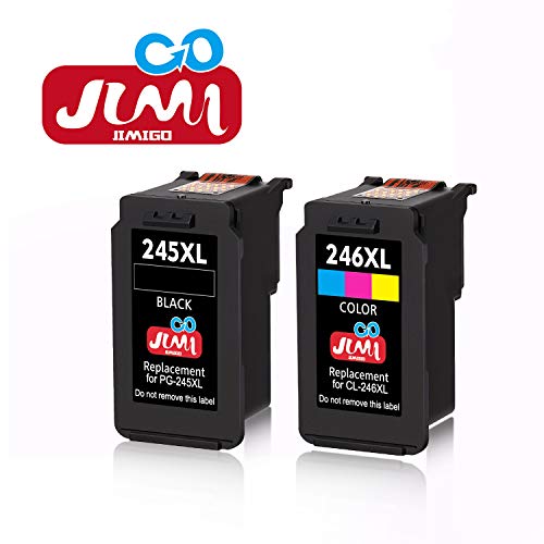 JIMIGO Compatible Ink Cartridge Replacement for Canon PG-245XL CL-246XL 245 246 XL for Pixma MX492 MX490 MG2520 MG2920 MG2420 MG2522 MG2922 MG2525 MG3022 MG3020 IP2820 (1 Black, 1 Tri-Color)