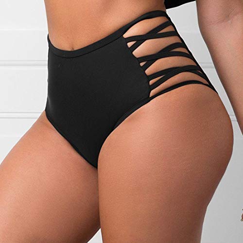 Women Sexy Bikini Bottoms Lace Strappy Sides High Waisted Retro Bathing Suit Underwear Swimsuit2