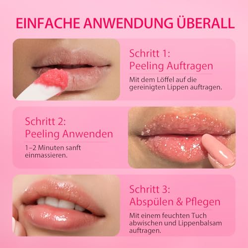 Lippenpeeling für dunkle Lippen – Peeling mit Wassermelone und Guave für geschmeidige und weiche Lippen, Peeling und Feuchtigkeitspflege für trockene, rissige Lippen, natürliche Lippenpflege, 35 g