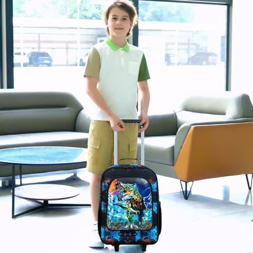 Image of CCJPX Kids Suitcases for Boys, Cute Dinosaur Luggage Rolling with Wheels, kids carry on luggage for Children Toddler Elementary(Black)