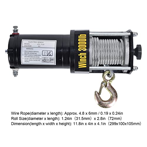 Winch eléctrico 3000LBS con cable y gancho de aleación miniatura 7