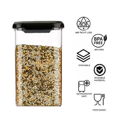 Image of Xiran Unbreakable Containers For Kitchen Storage Set, Kitchen Containers Set, Kitchen Organizer Storage Set, Kitchen Accessories Items, Pantry Organization And Kitchen Storage (1100Ml Black, Set of 6)