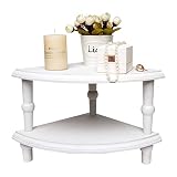 Wood Corner Counter Shelf,Rustic Pedestal Stand,White Sector Farmhouse Corner Shelves,Stackable Coun