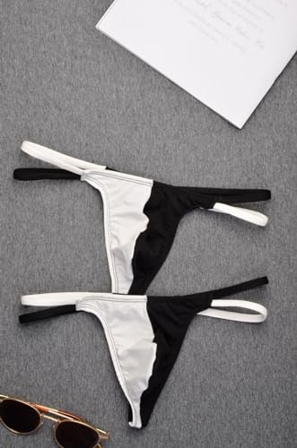Men's Y Back String Thong Soft Cotton G-string Color-blocked Sexy2