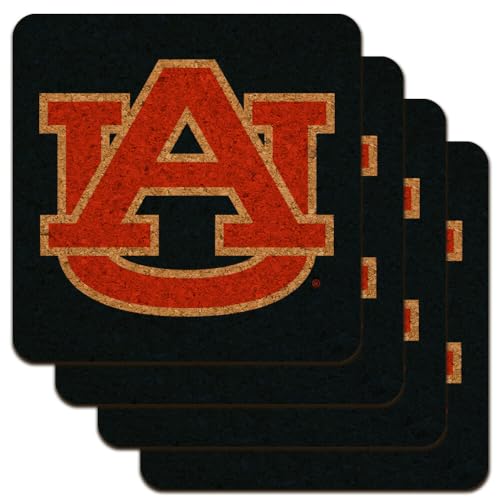 Graphics & More Auburn University Tigers Primary Logo Low Profile Novelty Cork Coaster Set