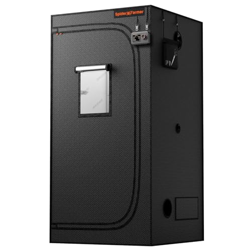 Spider Farmer Growzelt 90x90x180cm für Indoor Lichtdicht und Wasserdicht Anbauzelt Grow Tent Growschrank für Homegrowing Pflanzenzucht Gewächshaus Indoor Zuchtzelt für SF2000Pro, SE3000, G3000