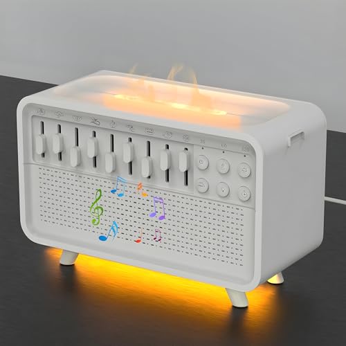 Orifesio 4 en 1 White Noise Machine, Humidificador con Ruido Blanco con 8 Sonidos Naturaleza, Máquina de Sonido para Dormir con Bluetooth y 3 Tiempos, Difusor de Aroma para Bebés, Adultos