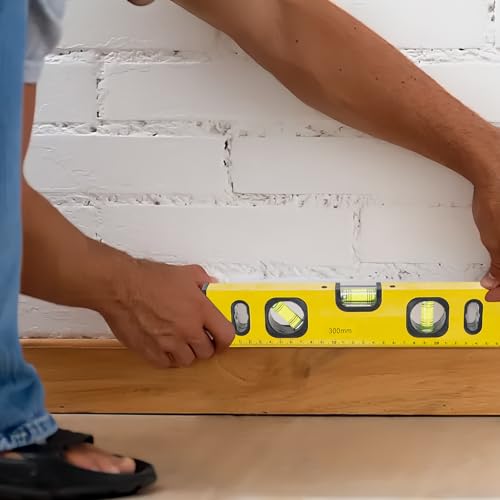 SHENGYIG Wasserwaage Magnetisch, 30cm Wasserwaage mit Magnetstreifen, Aluminiumlegierung Wasserwage, Enthält 3?Messlibellen, für Heimwerker, Baustellenvermessung und Abnahmeprüfungen