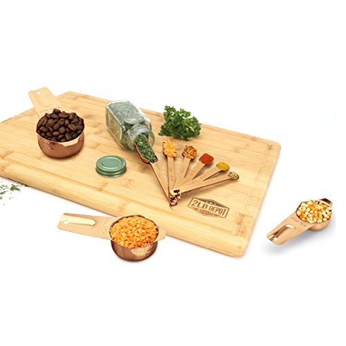 2Lbdepot Copper Measuring Cups & Spoons Set Of 14, Premium Stainless Steel Metal, 7 Accurate Measuring Cups, 6 Measuring Spoons, 1 Leveler, Dry & Liquid Ingredients For Kitchen Baking & Cooking #TOP5