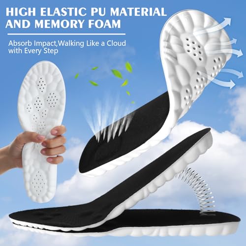 Image of Skicuff 8 Pairs 4D Cloud Insoles for Men Women, Soft Inserts Foam Cushioned Insoles Breathable Anti-Fatigue Inserts for Pain Relief, Sports Walking, Trim to Fit(Women,US 6.5-9,Black)