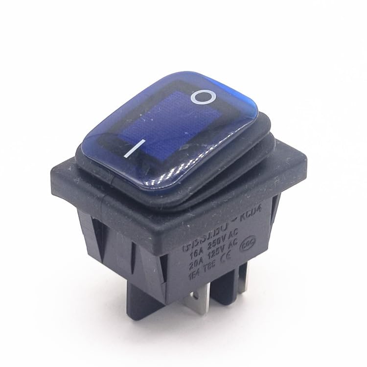 Sonayiu Replacement #DPST IP67 Blue Rectangle Rocker Power Switch Waterproof Part 20A 250VAC