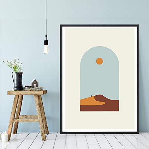 Poster soleil lune abstrait toile déco salon moderne 20x30cm