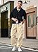 JMIERR Men's Casual Lounge Baggy Sweatpants Cargo Pants Trendy Travel Parachute Pants Loose Fit Harem Joggers with Pockets for Early Fall Fashion Essentials Streetwear,S,Parchment T01