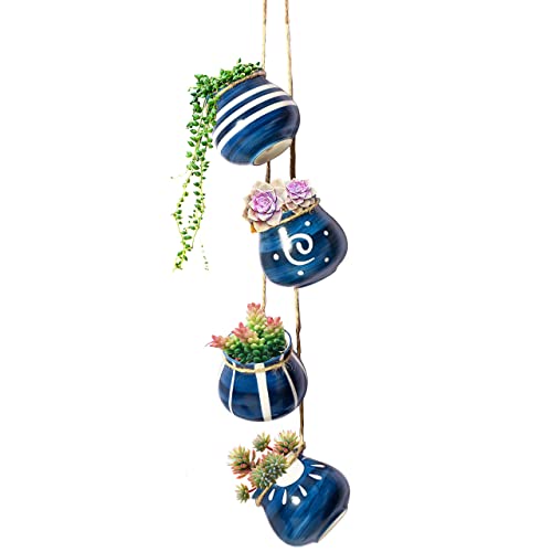 JelyArt Set 4 Maceteros Colgantes Exterior/Interior de Cerámica Cover
