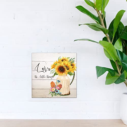 Panneau en bois tournesol 30x30 cm pour décoration murale suspendue