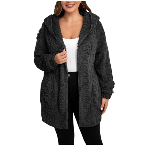 Fleece Jacket Women Sherpa Fuzzy Hoodie Jackets Fleece Lined Cardigan Jacket Winter Warm Casual Trendy Outerwear Coat