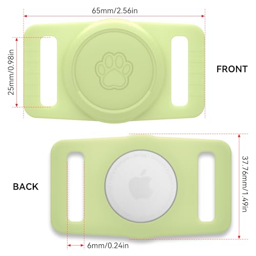 Image of GOCII for Airtag Dog Collar Holder 2 Pack,Waterproof Dog Collar Holder for Apple AirTag(Gen 1 & 2),Silicone Air Tags Case for Dog Collars(Glow Green)