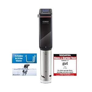 CASO Sous Vide Stick SV300 – constante temperatuur tot 90 °C in stappen van 0,5 °C, volledig waterdicht (IPX7-standaard), timerfunctie tot 99 uur, flexibele handgreep, verwarmt tot 20 liter
