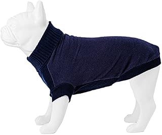 HUGO & HUDSON Fitted Fleece and Knit Dog Jumper Sweater, Luxury Thick Pullover Knitwear for Puppies and Adult Dogs - Warm Dog Clothing and Accessories - Navy - XS