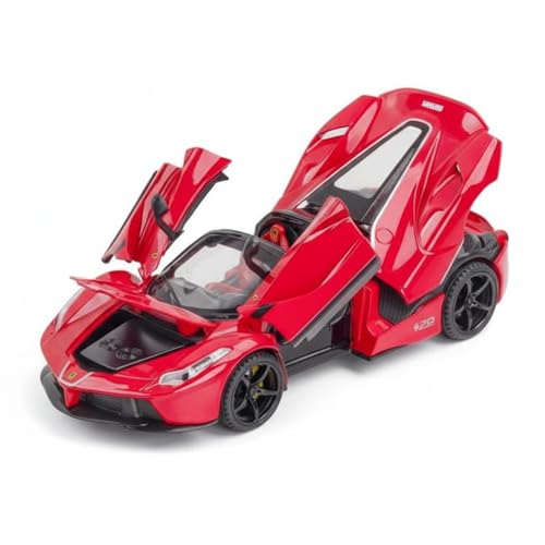 Image of 1:24 Scale LaFerrari Die Cast Metal Car Model with Openable Doors & Hood, Detailed Interior, Pull Back Action Toy Car for Kids & Collectors, Display Model