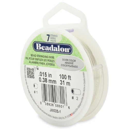 Beadalon 7 Strand Bead Stringing Wire.015 in / 0.38 mm, Silver Color, 100 ft / 31 m