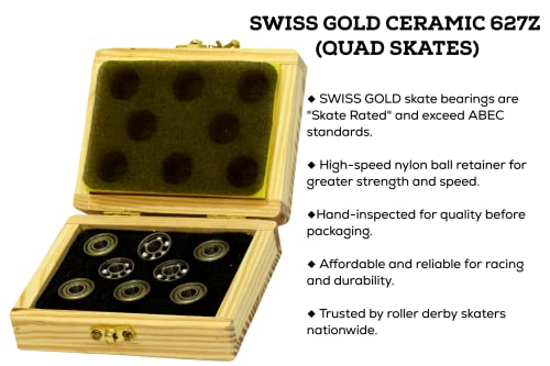 Image of Swiss Gold 627 / 608Z Hybrid Ceramic Bearings(7mm) /(8mm) for Quad & Inline Skates(Pack of 16) (627ZZ)(INLINE))