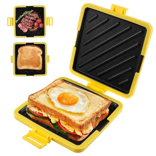 Hacedor de tostadas de microondas, fabricante de tostadas para microondas, parrilla de sándwich de silicona inalámbrica antiadherente y calefacción rápida pan pan para cocinar deliciosos bollos