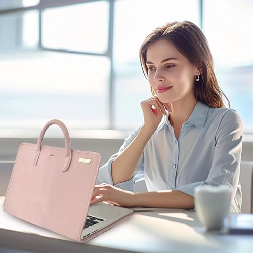 Bolso portátil rosa impermeable funda notebook de 13 pulgadas con asa resistente golpes 2