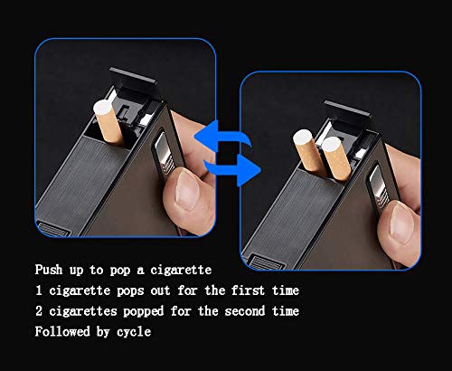 Cigarette Case Module With Windproof Lighter For Whole Package Cigarettes 20Pcs,Torch Lighter Dual Jet Flame Refillable Butane Lighter,Protable Cigarettes Case Box,Gas Not Included (Black) #TOP3