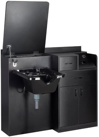 Black Salon Styling Cabinet Shampoo Station