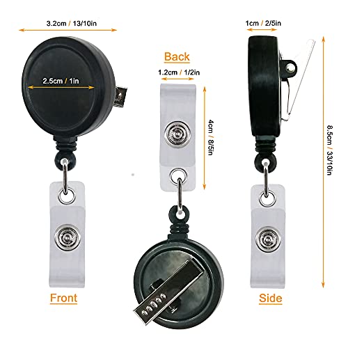 5 Pack Retractable Id Badge Holder Badge Reels With Swivel Alligator Clip Bulk Pack Badge Holders By Premium Badges (5 Packs, Black) #TOP3